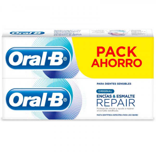 oral b encias y esmalte repair original pasta dentifrica 2x125ml duplo